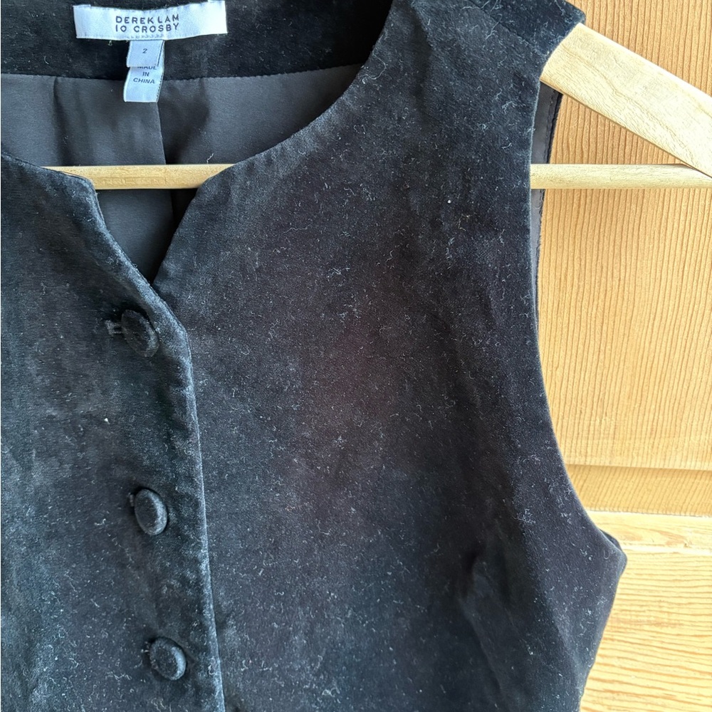 NWOT VELVET 10 Crosby Derek Lam Black Vest Blouse | Size 2 - Picture 3 of 6